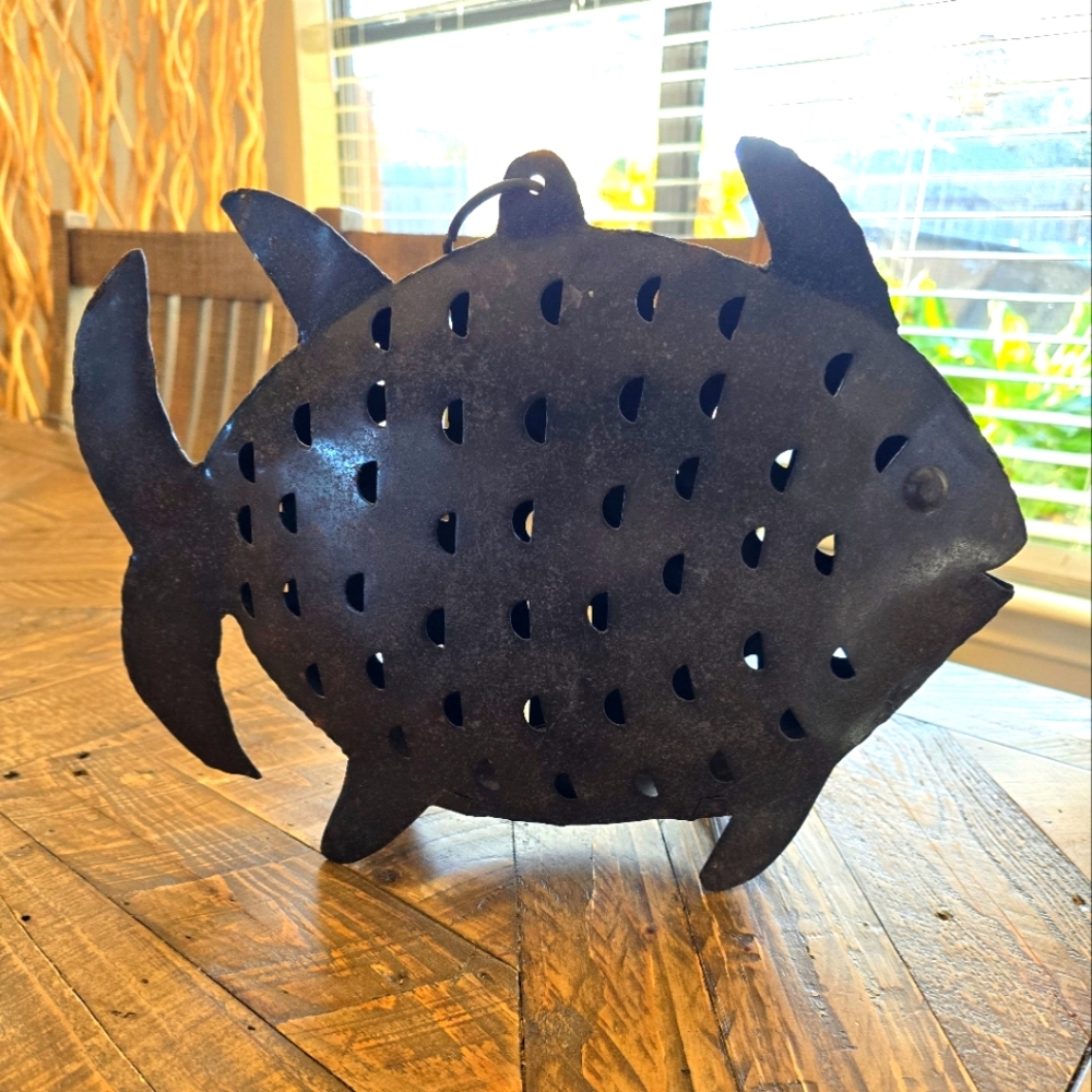 Metal Fish Hanging Candle Lantern